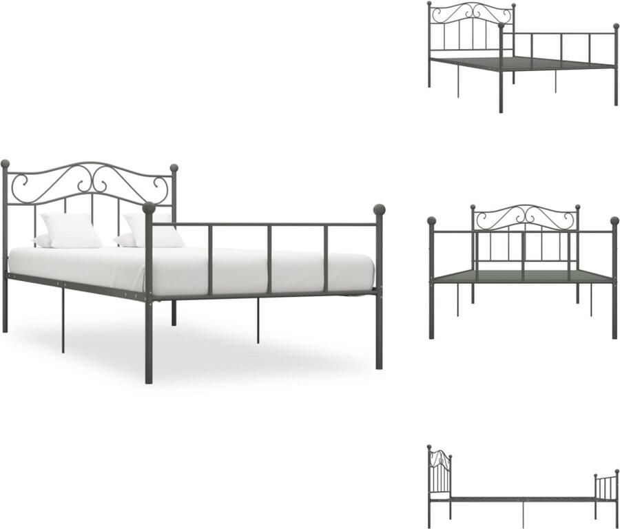 VidaXL Metalen Eenpersoonsbed Grijs 209 x 107 x 84 cm (L x B x H) Geschikt voor matras 200 x 100 cm Bed - Foto 3
