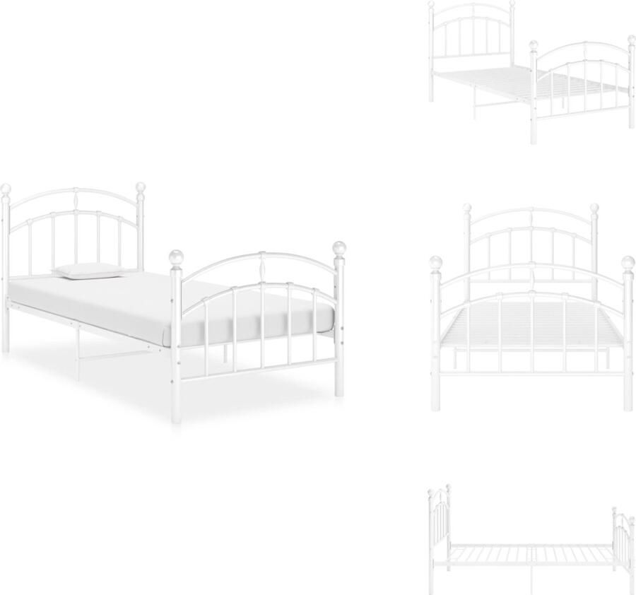 VidaXL Metalen bedframe niet vermeld Bedframe Afmeting- 208 x 96 x 99.5 cm Met stevige lattenbodem Bed