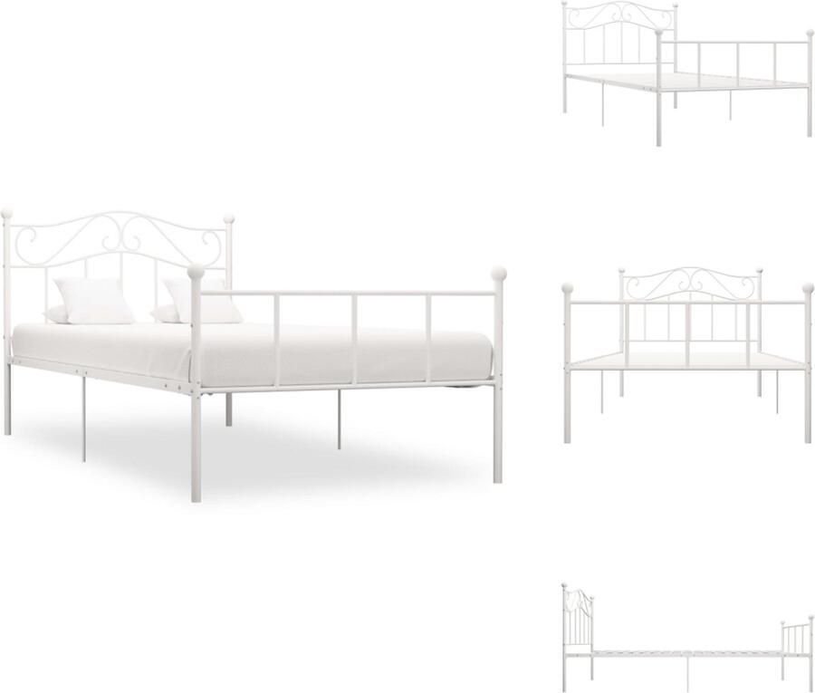 VidaXL Metalen Bedframe Wit 213 x 101 x 109 cm Geschikt voor 90 x 200 cm matras Montage vereist Bed - Foto 5