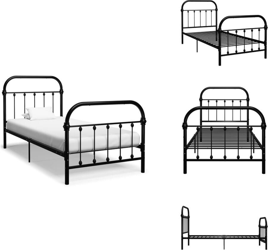 VidaXL Bedframe Bedframes Eenpersoonsbed Eenpersoonsbedden Bedframe metaal zwart 100x200 cm