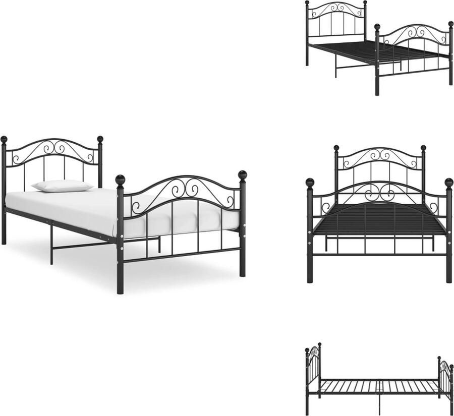 VidaXL Bedframe Bedframes Eenpersoonsbed Eenpersoonsbedden Bedframe metaal zwart 100x200 cm