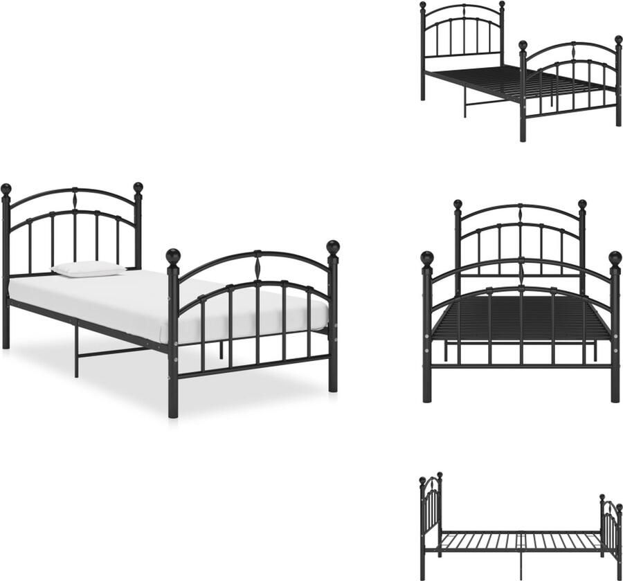 VidaXL Bedframe Bedframes Eenpersoonsbed Eenpersoonsbedden Bedframe metaal zwart 100x200 cm