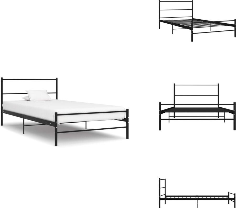 VidaXL Metalen Bedframe Zwart 208 x 106 x 84 cm Geschikt voor 100 x 200 cm matras Montage vereist Bed - Foto 2