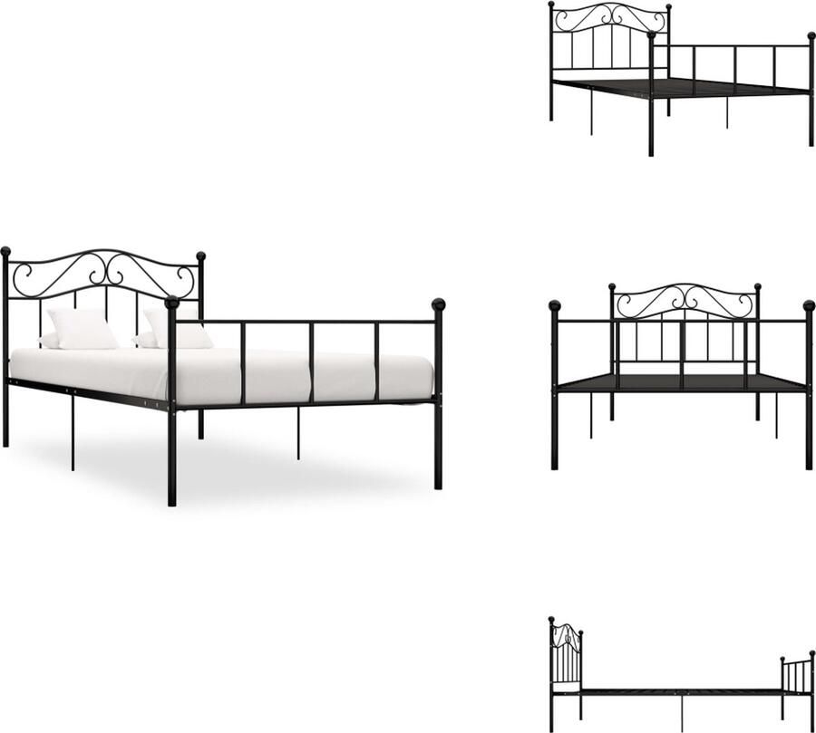 VidaXL Bedframe Bedframes Eenpersoonsbed Eenpersoonsbedden Bedframe metaal zwart 100x200 cm
