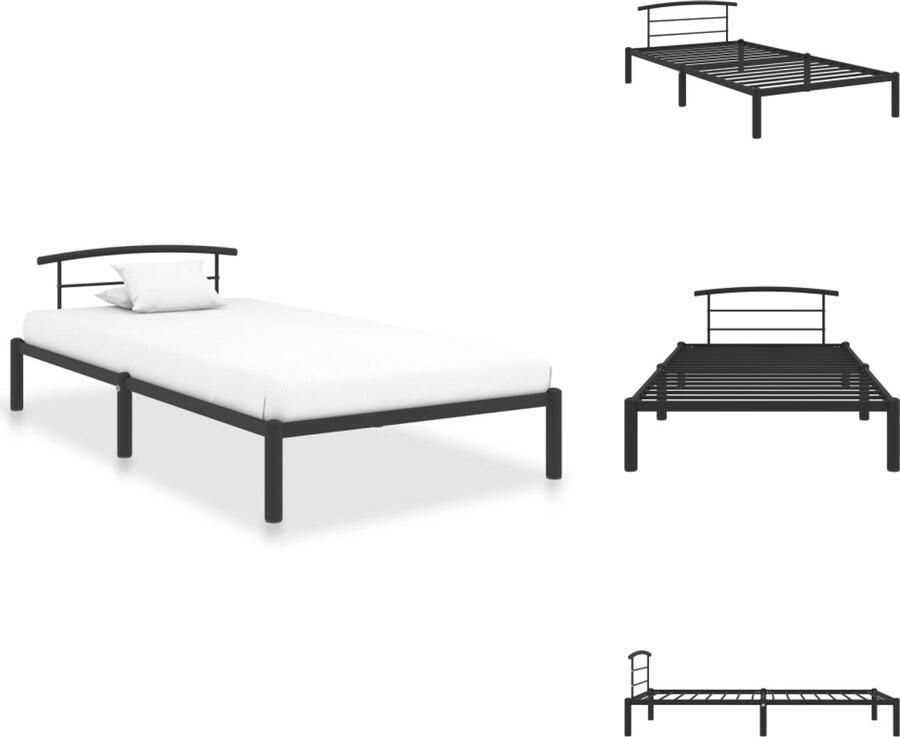 VidaXL Metalen Bedframe Zwart 208 x 106 x 84 cm Geschikt voor 100 x 200 cm matras Montage vereist Bed - Foto 4