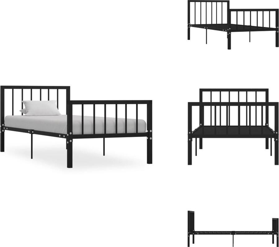 VidaXL Metalen Bedframe Zwart 208 x 106 x 84 cm Geschikt voor 100 x 200 cm matras Montage vereist Bed