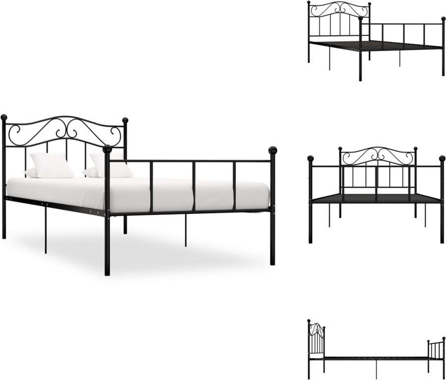 VidaXL Bedframe Bedframes Eenpersoonsbed Eenpersoonsbedden Bedframe metaal zwart 90x200 cm