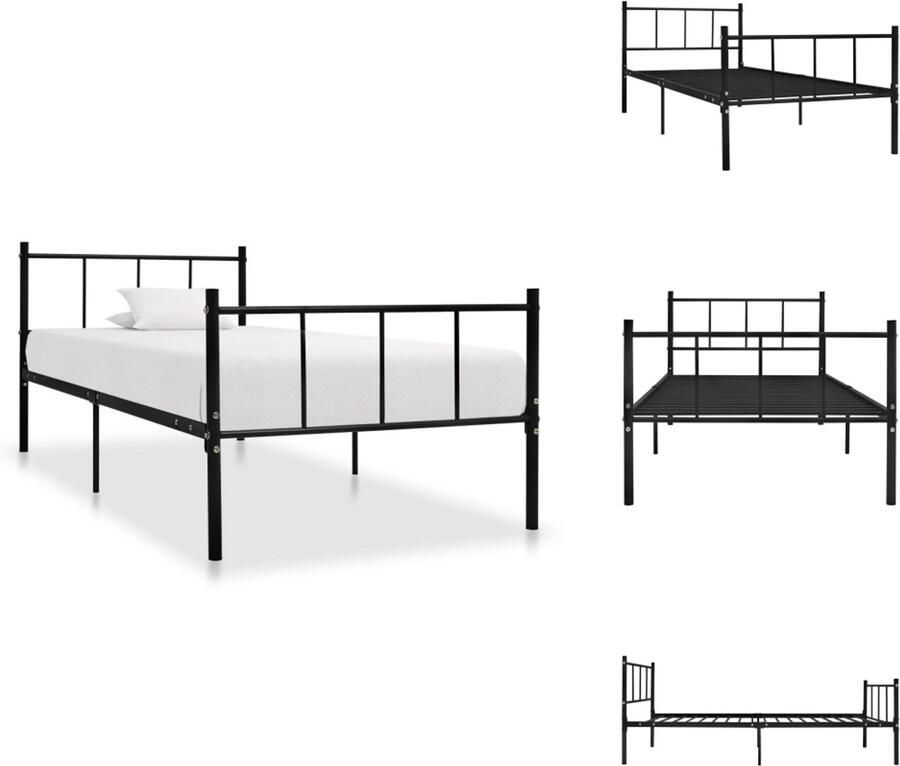 VidaXL Metalen Bedframe Zwart 210 x 100 x 63 cm 90 x 200 cm (B x L) Eenvoudige montage Massieve constructie Bed - Foto 4