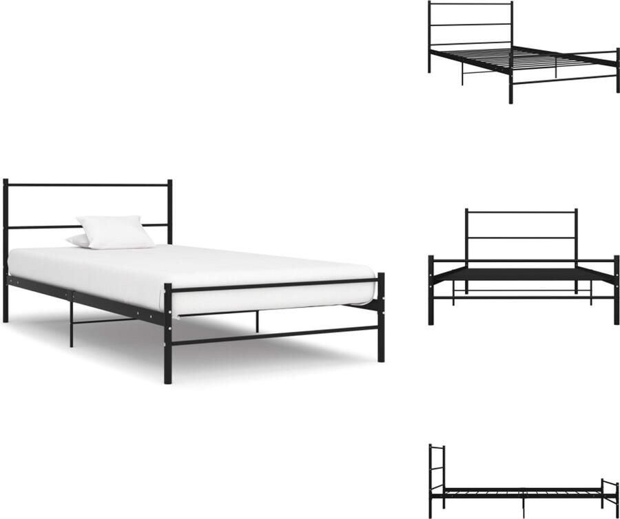 VidaXL Metalen Bedframe Zwart 210 x 100 x 63 cm 90 x 200 cm (B x L) Eenvoudige montage Massieve constructie Bed - Foto 5