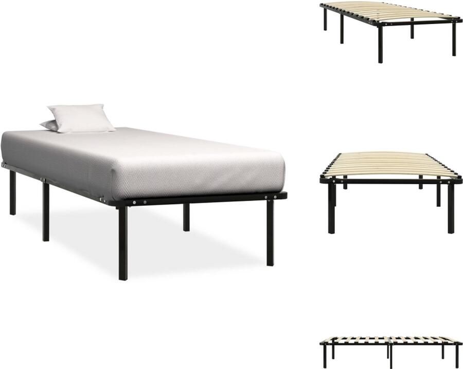 VidaXL Metalen Bedframe Zwart 210 x 100 x 63 cm 90 x 200 cm (B x L) Eenvoudige montage Massieve constructie Bed - Foto 6