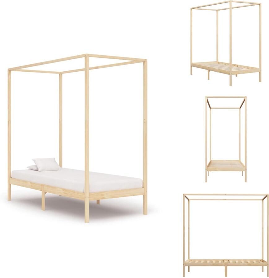 VidaXL Bedframe Bedframes Eenpersoonsbed Eenpersoonsbedden Hemelbedframe massief grenenhout 100x200 cm