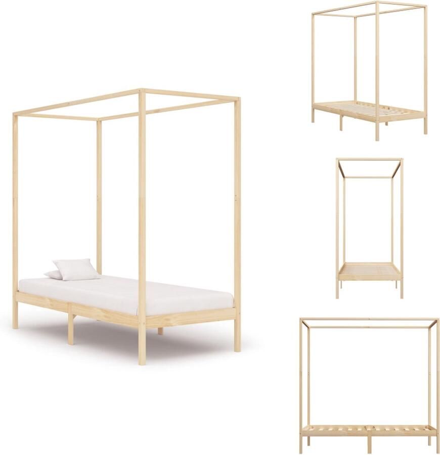 VidaXL Bedframe Bedframes Eenpersoonsbed Eenpersoonsbedden Hemelbedframe massief grenenhout 90x200 cm