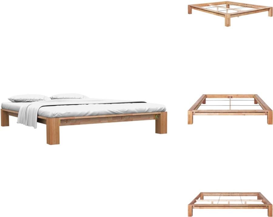 VidaXL Bedframe Bedframes Eiken Bedframe Eiken Bedframes Bedframe massief eikenhout 160x200 cm