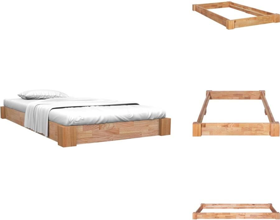VidaXL Bedframe Bedframes Eiken Bedframe Eiken Bedframes Bedframe massief eikenhout 90x200 cm