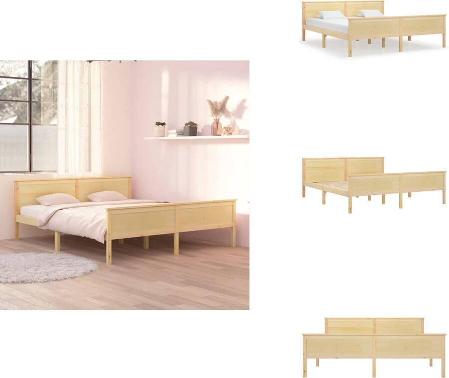 VidaXL Bedframe Grenenhout Praktisch Bed Afmeting- 208 x 188 x 77 cm Stevige lattenbodem Bed