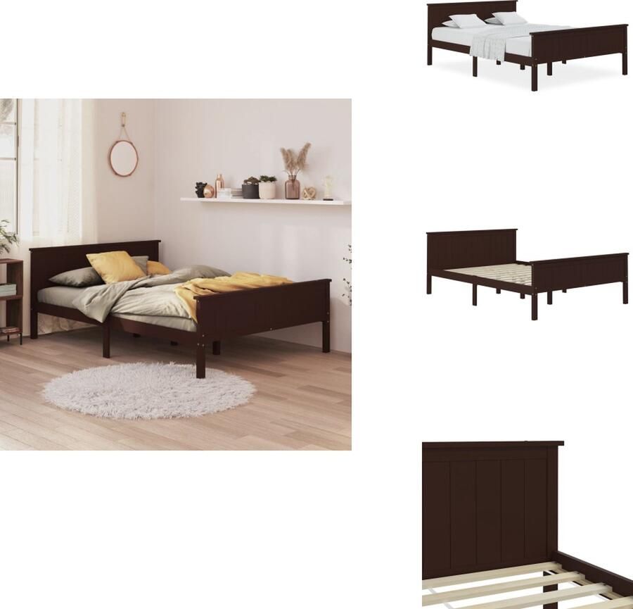 VidaXL Bedframe Hout Donkerbruin 208 x 168 x 77 cm Geschikt voor 160 x 200 cm matras Montage vereist Bed