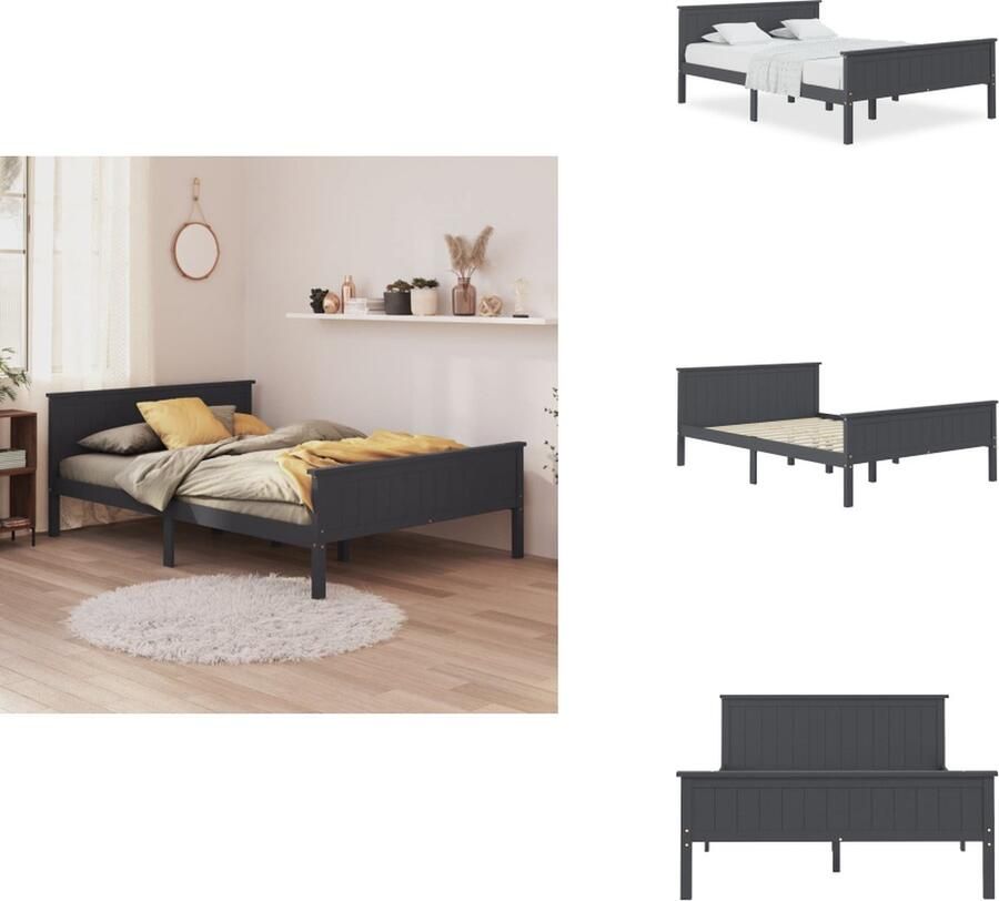 VidaXL Bedframe Bedframes Houten Bedframe Bed Bedframe massief grenenhout grijs 120x200 cm