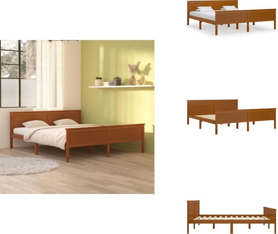 VidaXL Bedframe Bedframes Houten Bedframe Bed Bedframe massief grenenhout honingbruin 180x200 cm