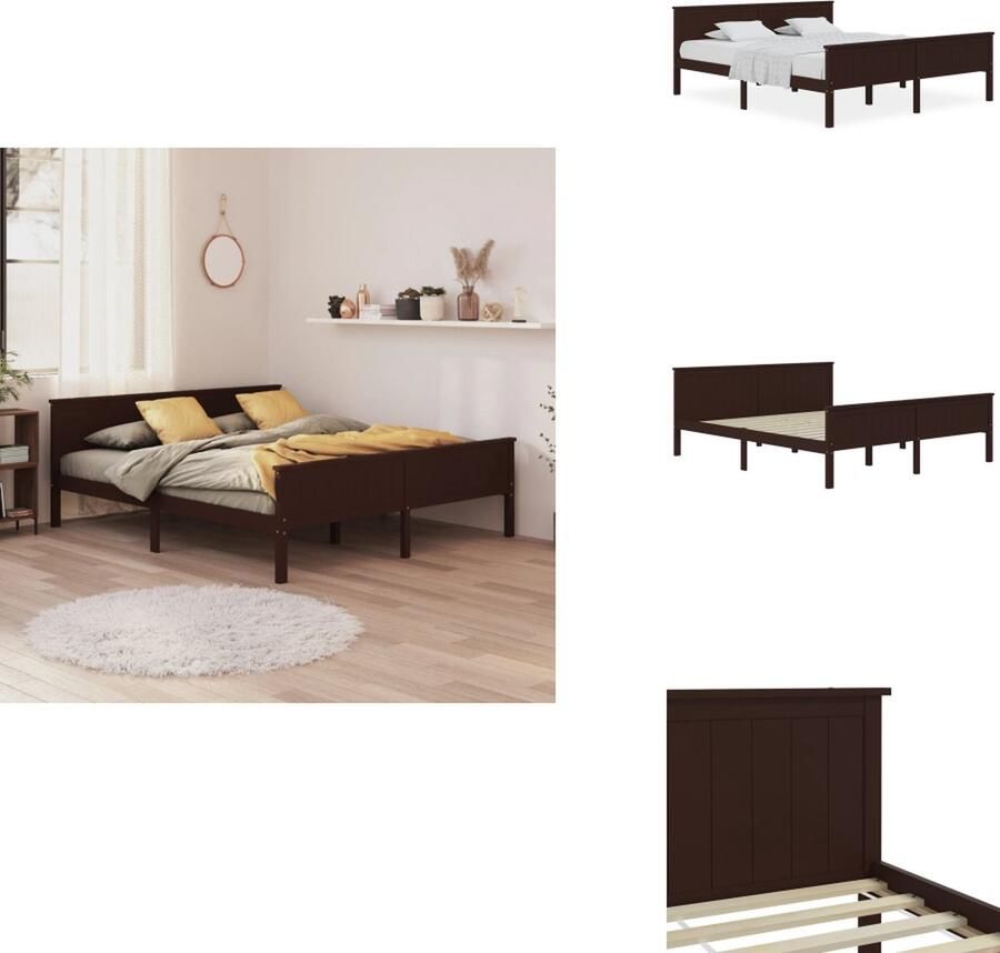 VidaXL Bedframe Bedframes 208 x 208 x 77 cm Honingbruin Massief grenenhout en multiplex Montage vereist Bed