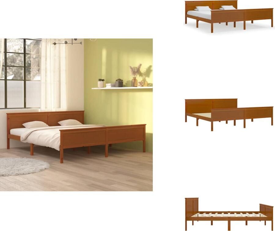 VidaXL Bedframe Bedframes 208 x 208 x 77 cm Honingbruin Massief grenenhout en multiplex Montage vereist Bed - Foto 2