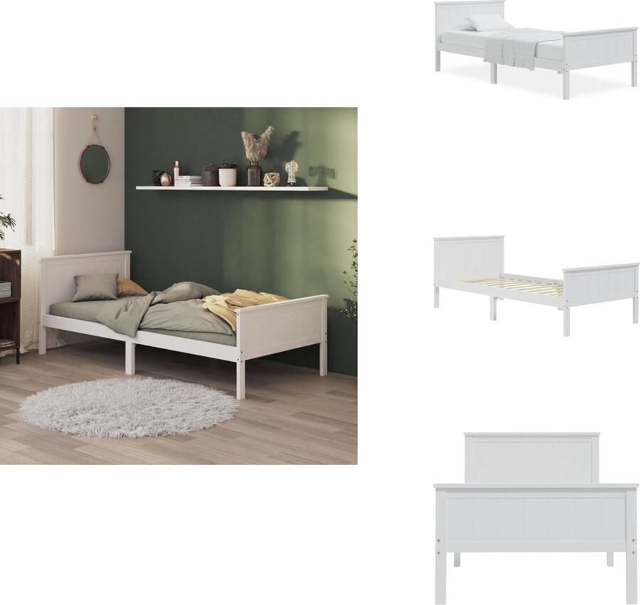 VidaXL Bedframe Bedframes Houten Bedframe Bed Bedframe massief grenenhout wit 100x200 cm