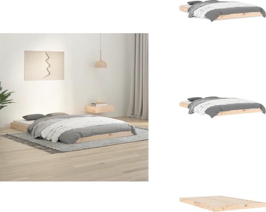 VidaXL Bedframe Bedframes Ledikant Ledikanten Bedframe massief grenenhout 120x190 cm 4FT Small Double