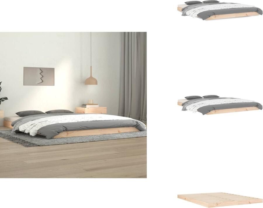 VidaXL Bedframe Bedframes Ledikant Ledikanten Bedframe massief grenenhout 140x190 cm