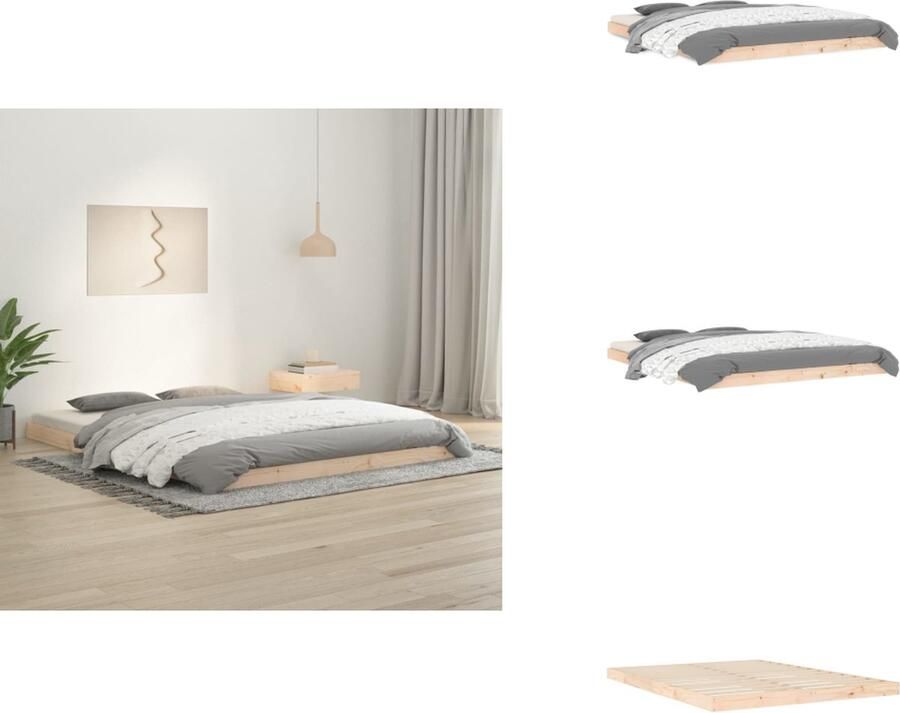 VidaXL Bedframe Bedframes Ledikant Ledikanten Bedframe massief grenenhout 150x200 cm 5FT King Size