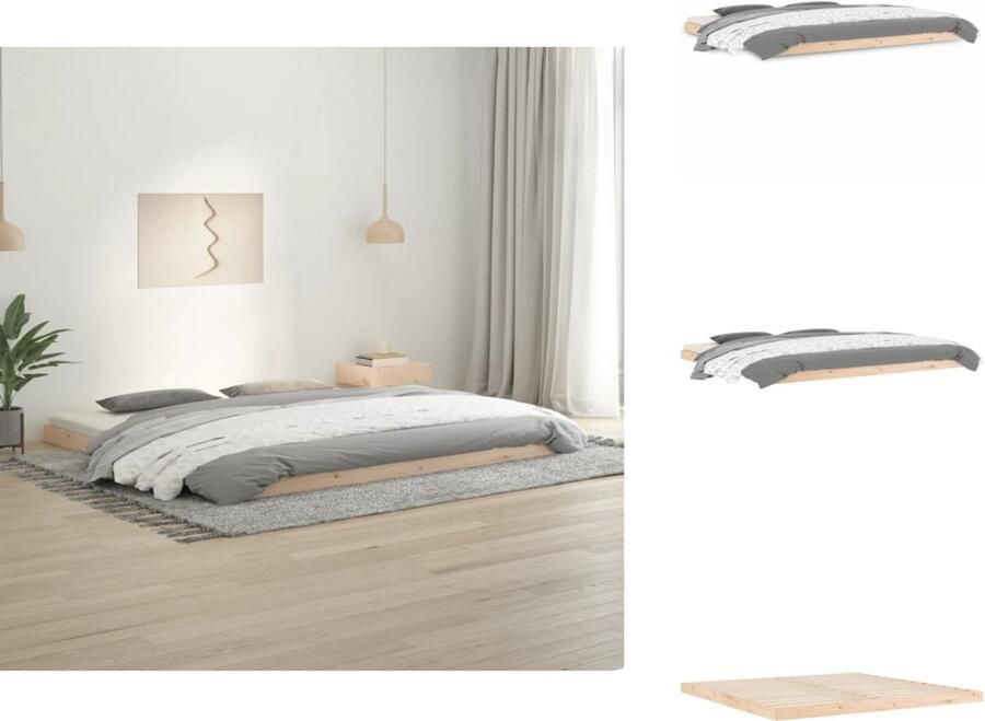 VidaXL Bedframe Massief Grenenhout Stabiel en Stevig 203.5 x 204 x 9 cm 200 x 200 cm Geschikte Matras Bed