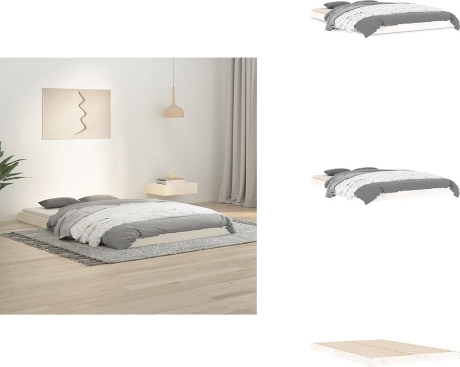 VidaXL Bedframe Bedframes Ledikant Ledikanten Bedframe massief grenenhout wit 120x190 cm Small Double