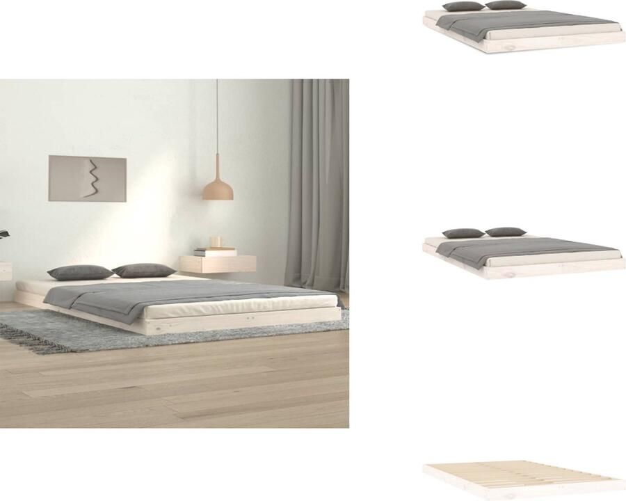 VidaXL Bedframe Bedframes Ledikant Ledikanten Bedframe massief grenenhout wit 120x200 cm