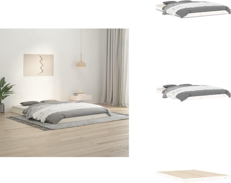 VidaXL Bedframe Bedframes Ledikant Ledikanten Bedframe massief grenenhout wit 135x190 cm