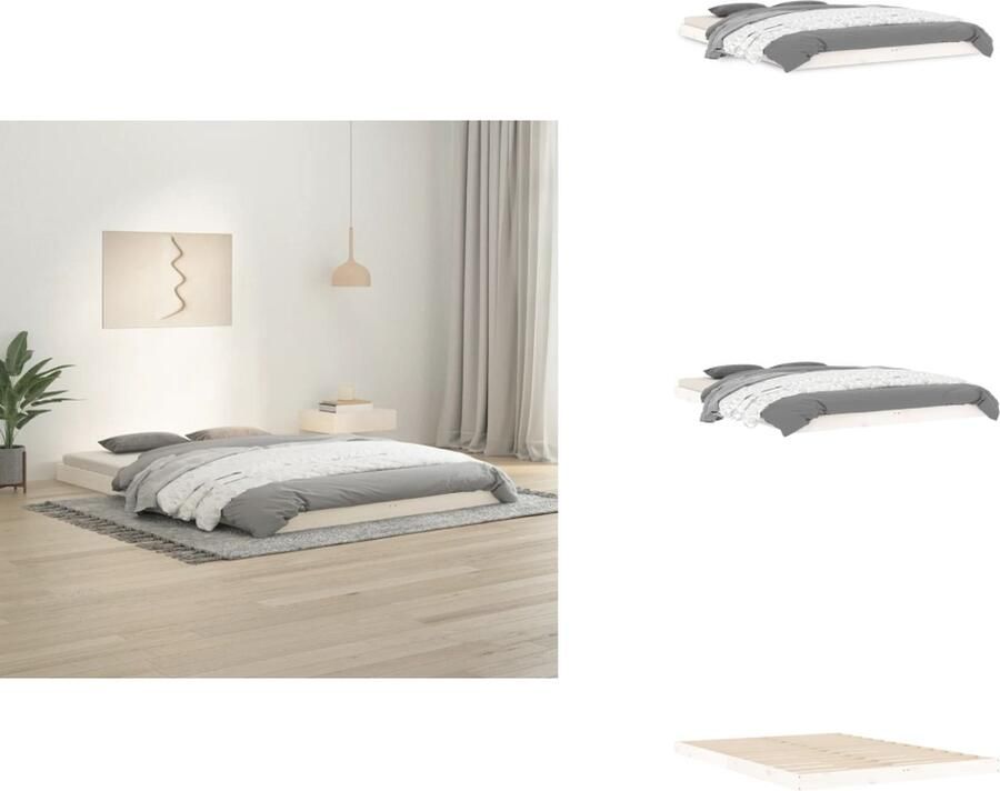 VidaXL Bedframe Bedframes Ledikant Ledikanten Bedframe massief grenenhout wit 140x200 cm