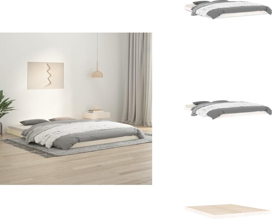 VidaXL Bedframe Bedframes Ledikant Ledikanten Bedframe massief grenenhout wit 160x200 cm
