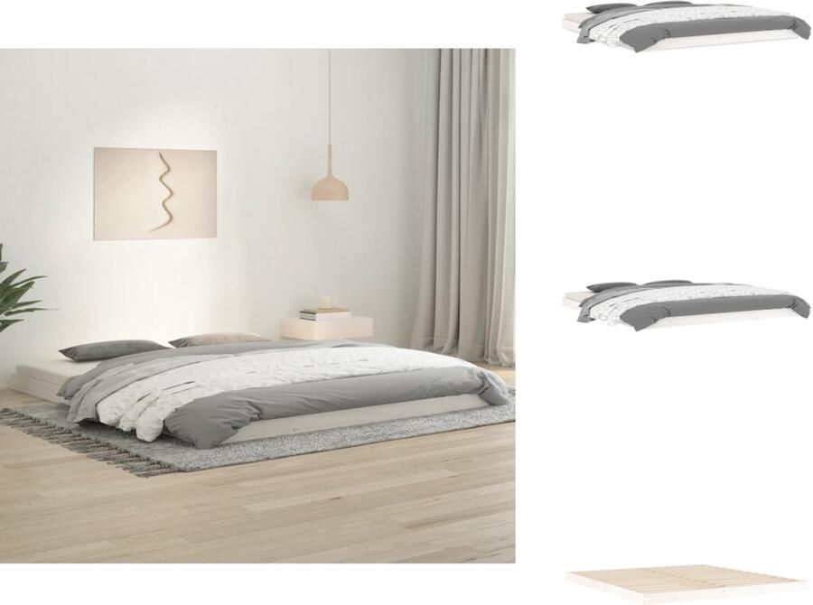 VidaXL Bedframe Bedframes Ledikant Ledikanten Bedframe massief grenenhout wit 180x200 cm