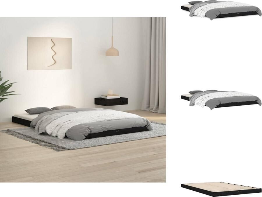 VidaXL Bedframe Bedframes Ledikant Ledikanten Bedframe massief grenenhout zwart 120x190 cm 4FT Small Double - Foto 2