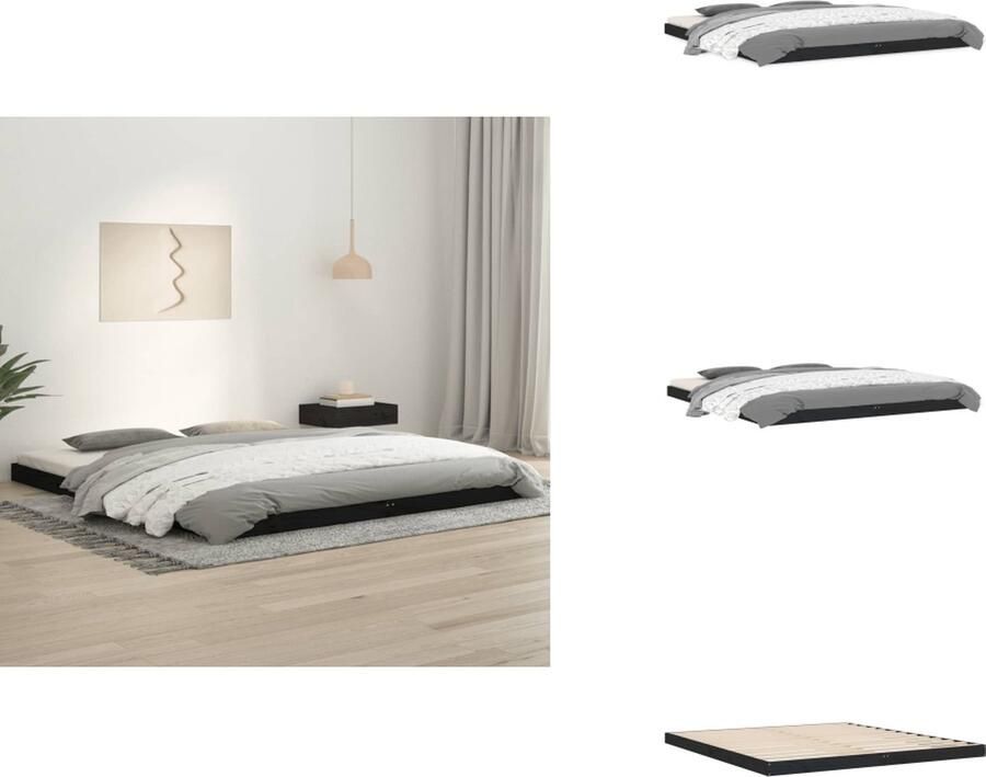 VidaXL Bedframe Bedframes Ledikant Ledikanten Bedframe massief grenenhout zwart 180x200 cm