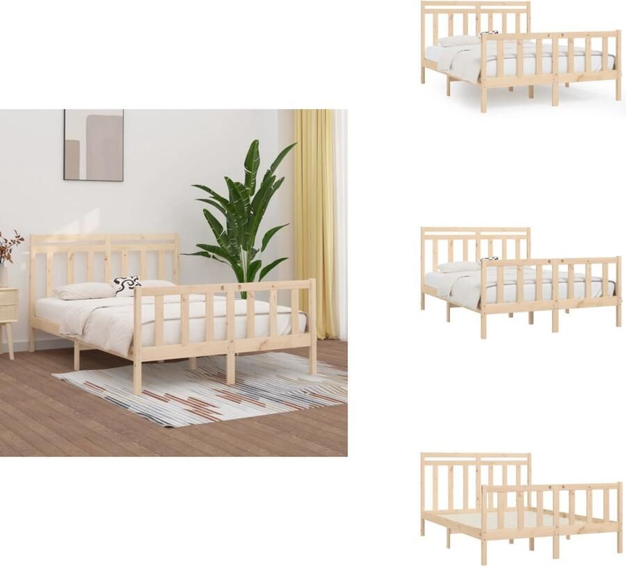 VidaXL Bedframe Bedframes Massief Houten Bed Tweepersoonsbed Bedframe massief grenenhout 140x200 cm