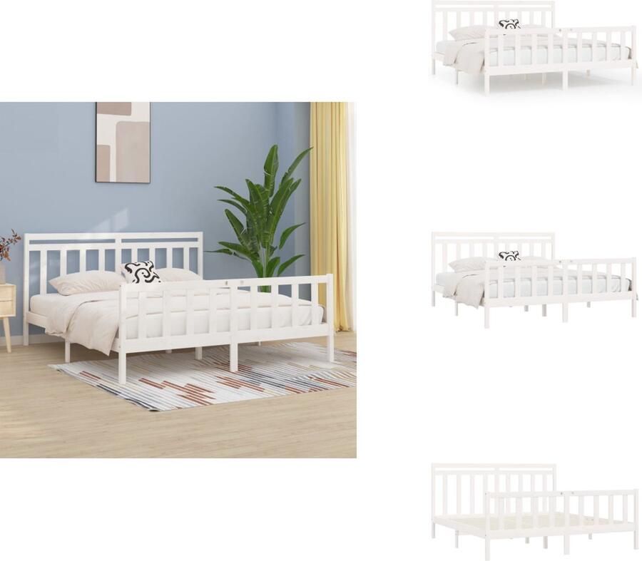 VidaXL Bedframe Bedframes Massief Houten Bed Tweepersoonsbed Bedframe massief grenenhout wit 200x200 cm