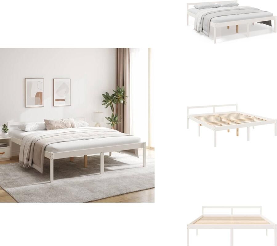 VidaXL Bedframe Bedframes Seniorenbed Bed Seniorenbed massief grenenhout wit 180x200 cm