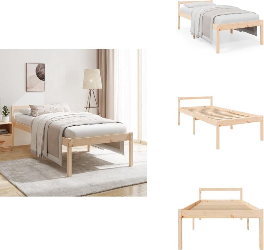 VidaXL Bedframe Bedframes Seniorenbed Bed Seniorenbed massief grenenhout wit 75x190 cm