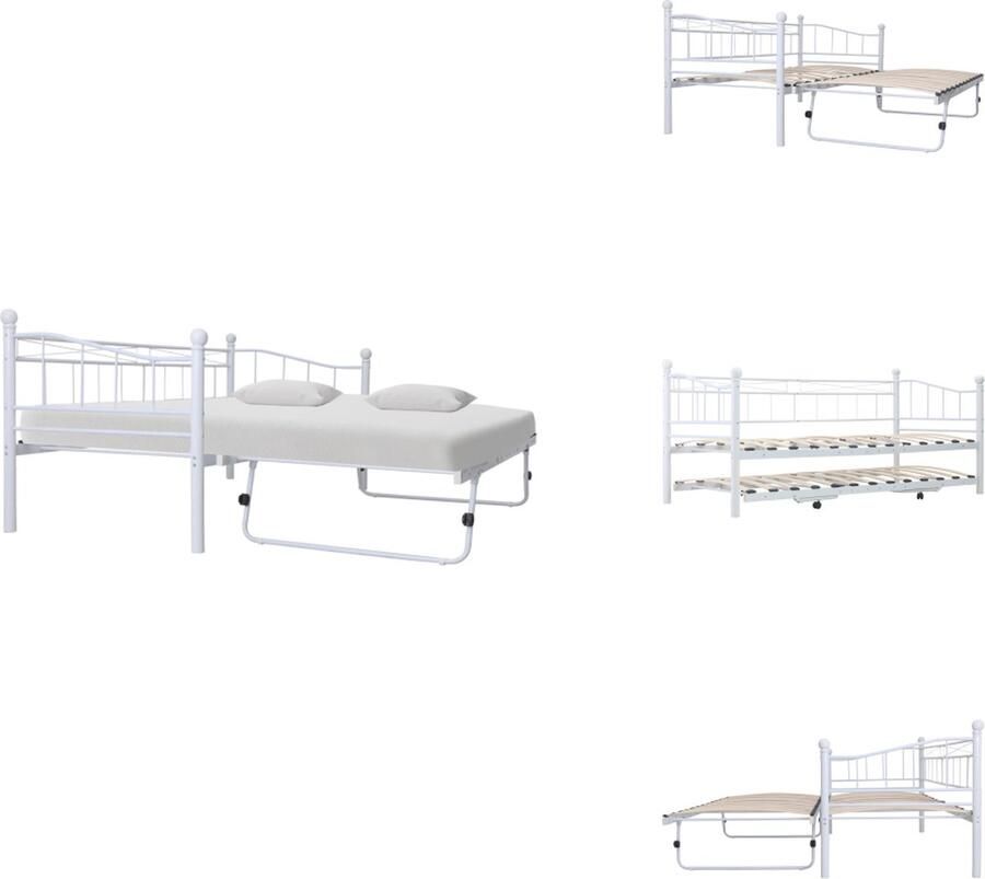 VidaXL Metalen Bedbank Stijlvol en Stevig Slaapbank Afmeting- 211 x 195 x 95 cm Kleur- Wit Bed