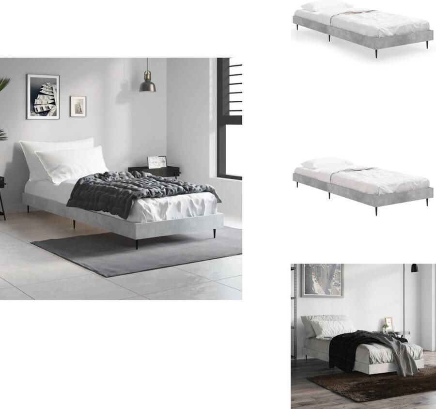 VidaXL Bedframe Bedframes Slaapkamermeubel Slaapmeubel Bedframe bewerkt hout betongrijs 75x190 cm