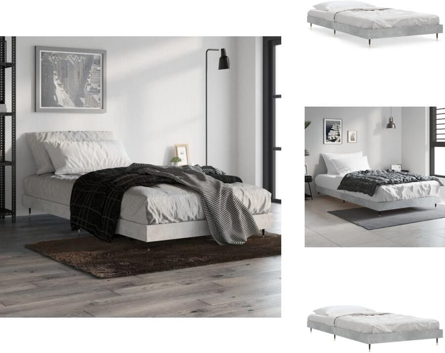 VidaXL Bedframe Bedframes Slaapkamermeubel Slaapmeubel Bedframe bewerkt hout betongrijs 90x200 cm - Foto 2