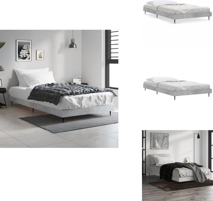 VidaXL Bedframe Bedframes Slaapkamermeubel Slaapmeubel Bedframe bewerkt hout betongrijs 90x200 cm