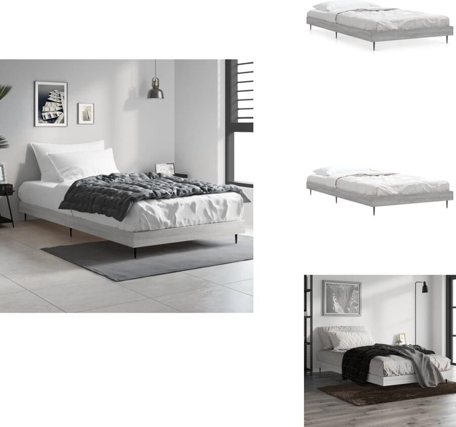 VidaXL Bedframe Bedframes Slaapkamermeubel Slaapmeubel Bedframe bewerkt hout grijs sonoma eikenkleurig 100x200 cm