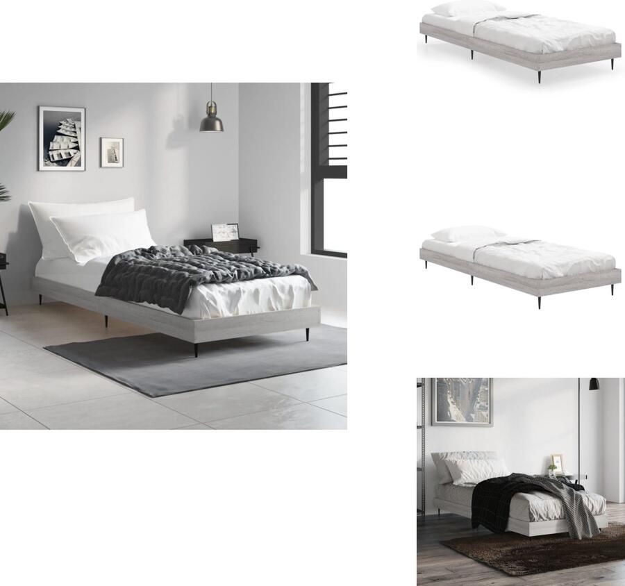 VidaXL Bedframe Duurzaam Bedframe Afmeting- 193 x 78 x 20 cm Kleur- grijs sonoma eiken Materiaal- bewerkt hout metaal Bed
