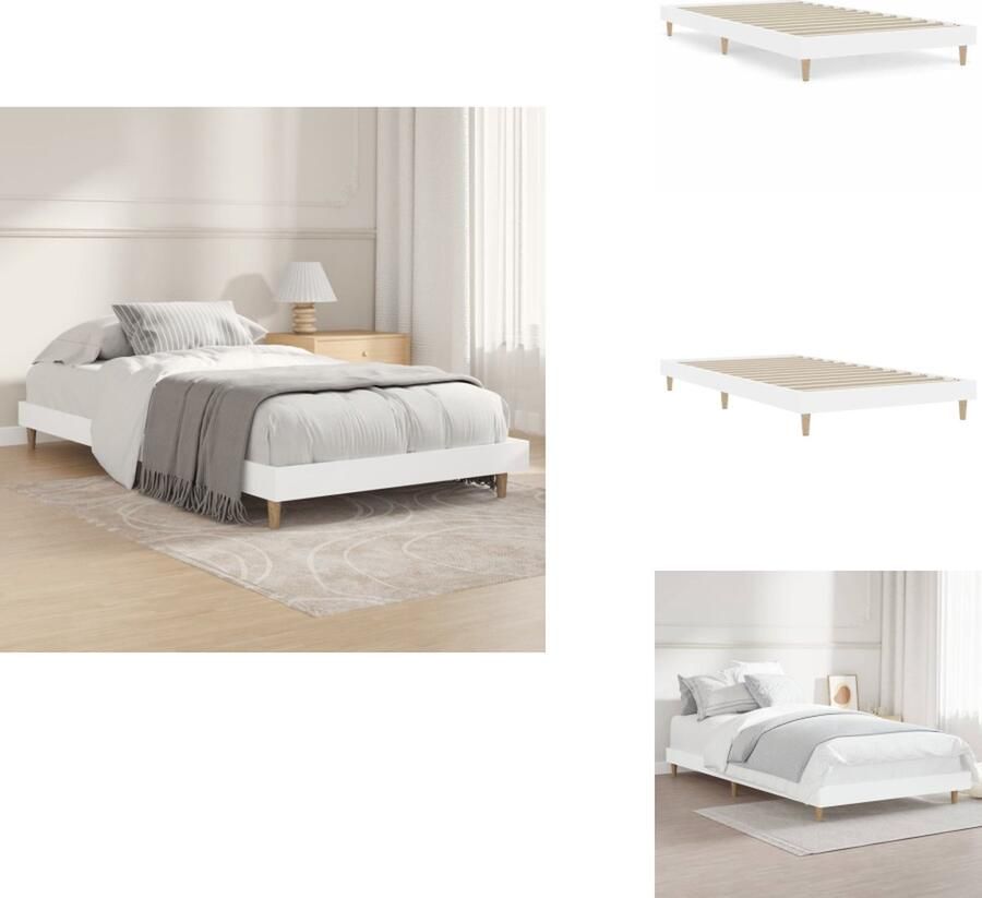 VidaXL Bedframe Bedframes Slaapkamermeubel Slaapmeubel Bedframe bewerkt hout wit 100x200 cm