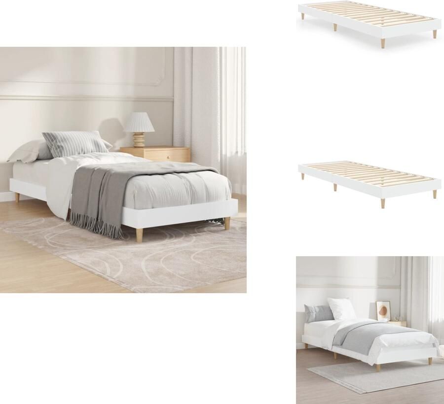 VidaXL Bedframe Bedframes Slaapkamermeubel Slaapmeubel Bedframe bewerkt hout wit 75x190 cm