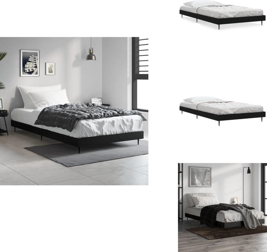 VidaXL Bedframe Houten Zwart 203 x 103 x 20 cm Inclusief poten Geschikt voor matras 100 x 200 cm Bed